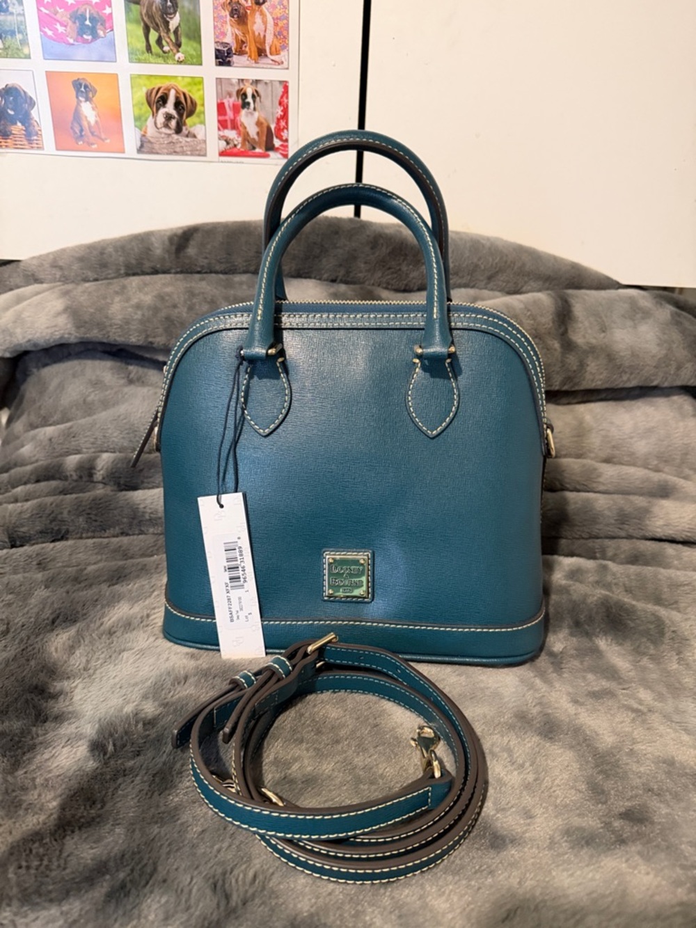 Dooney & Bourke Teal Dome Satchel with Removable Strap